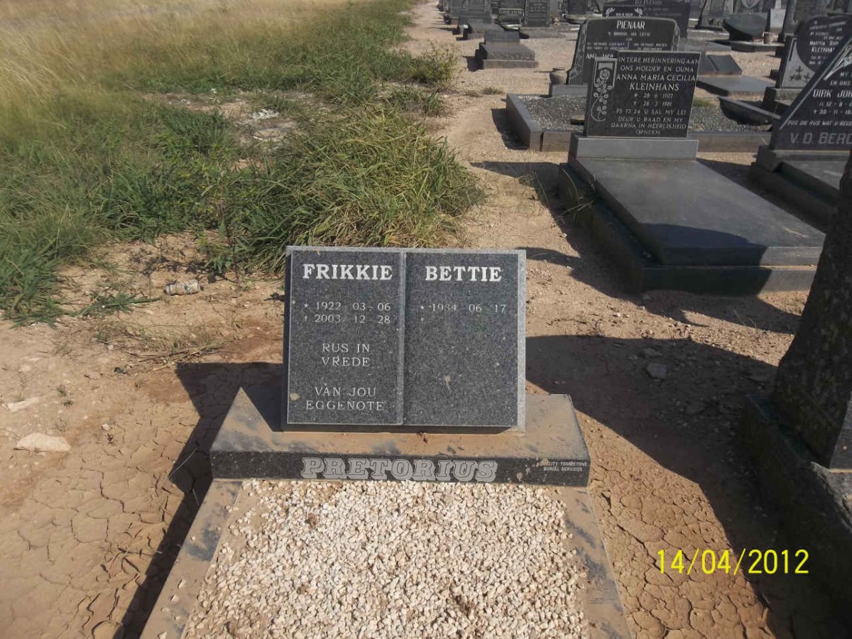 PRETORIUS Frikkie 1922-2003 &amp; Bettie 1934-