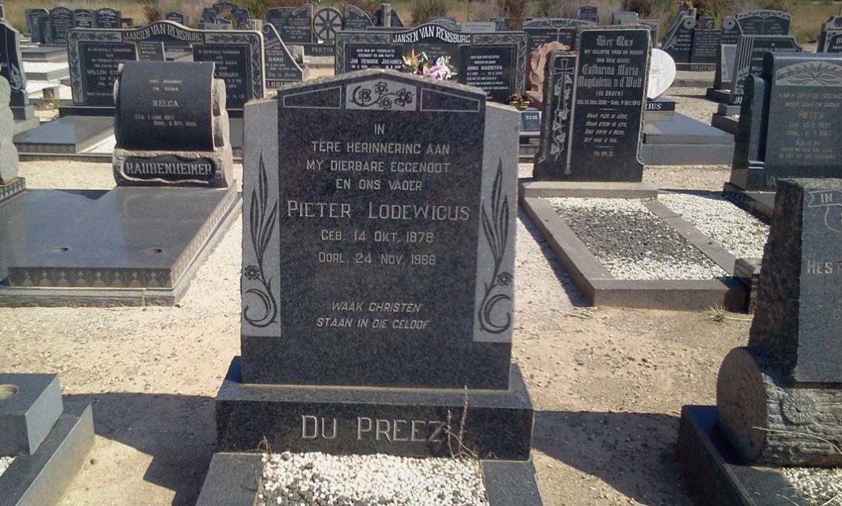 PREEZ Pieter Lodewicus, du 1878-1966
