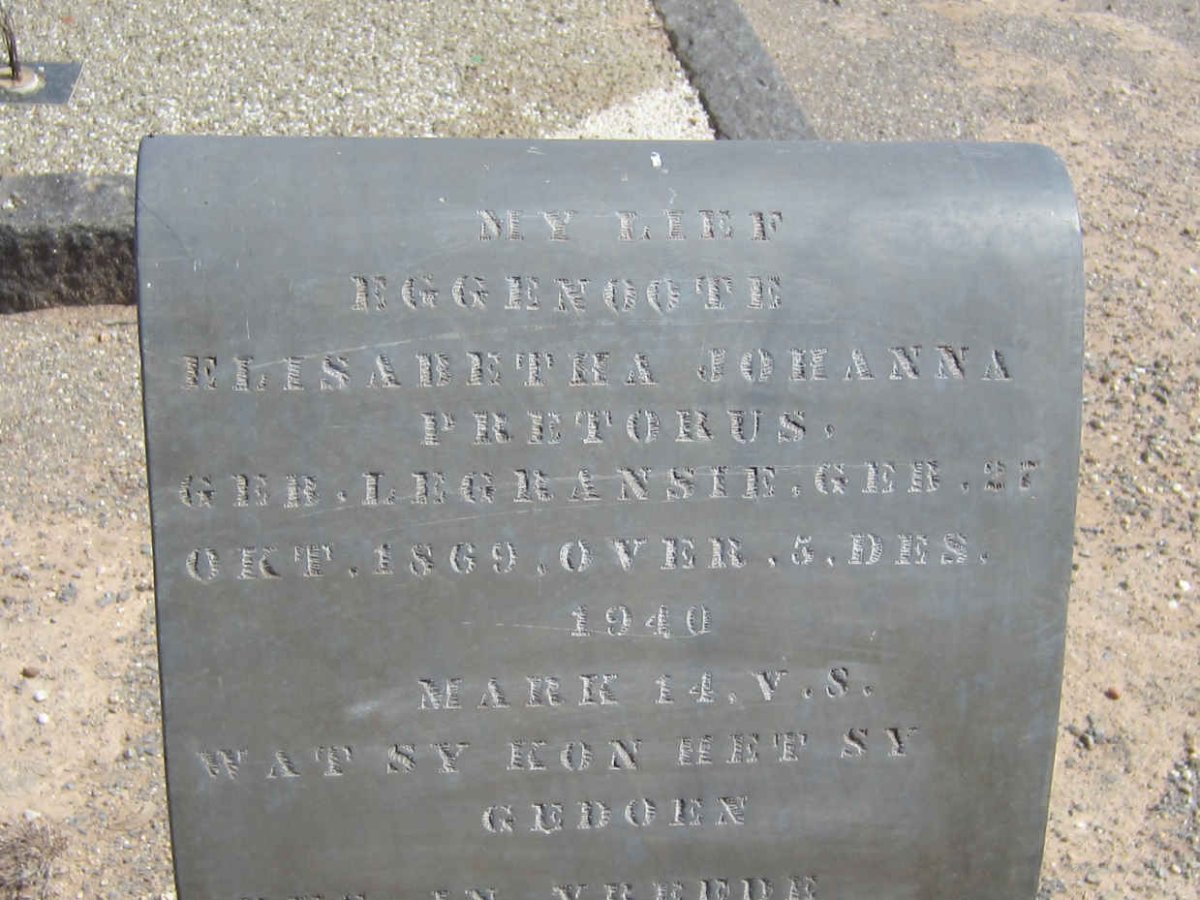 PRETORIUS Elisabetha Johanna nee LE GRANSIE 1869-1940