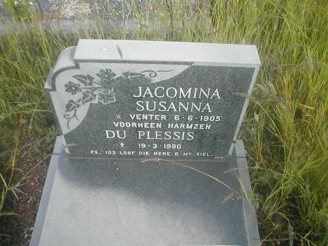 PLESSIS Jacomina Susanna, du formerly HARMZEN, nee VENTER 1905-1990