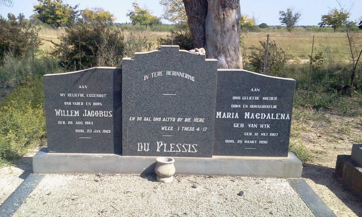 PLESSIS Willem Jacobus, du 1904-1969 &amp; Maria Magdalena VAN WYK 1907-1990