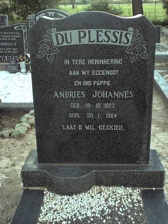 PLESSIS Andries Johannes, du 1923-1964