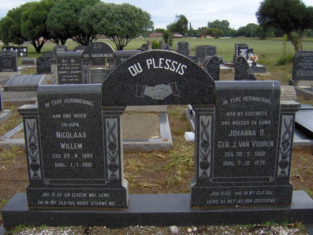 PLESSIS Nicolaas Willem, du 1899-1981 &amp; Johanna D.J. VAN VUUREN 1902-1976