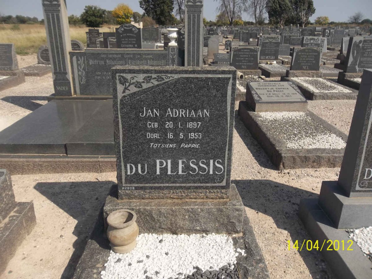 PLESSIS Jan Adriaan, du 1897-1953