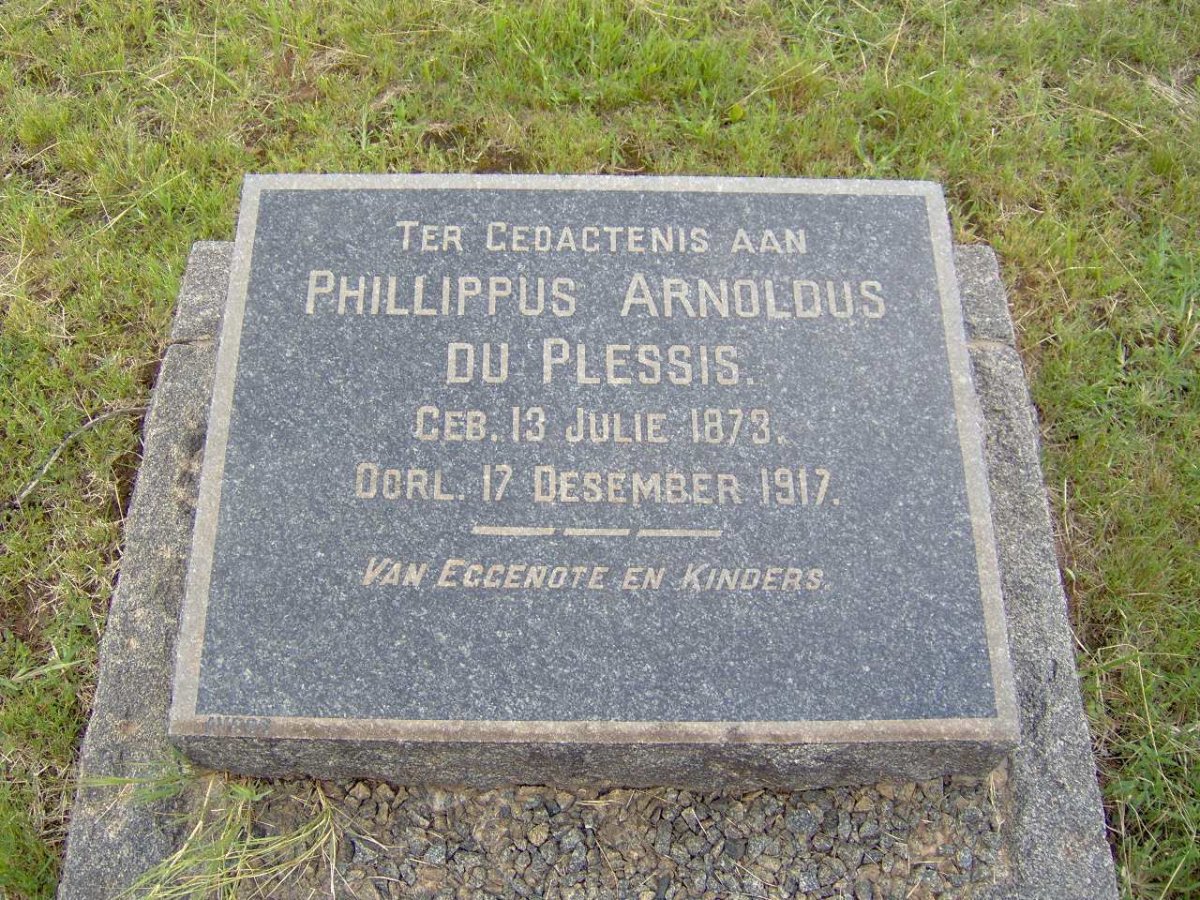 PLESSIS Phillipus Arnoldus, du 1873-1917