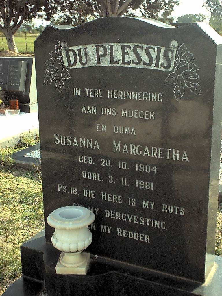 PLESSIS Susanna Margaretha, du nee SWANEPOEL 1904-1981