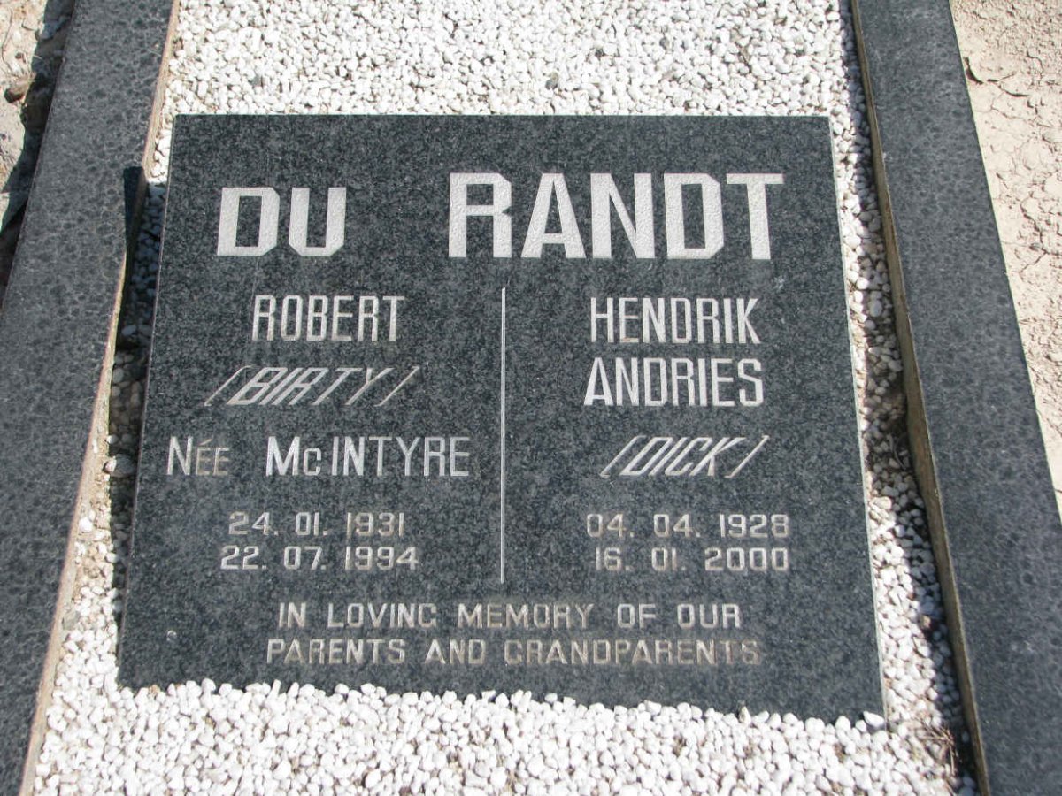RANDT Hendrik Andries, du 1928-2000 &amp; Robert MCINTYRE 1931-1994