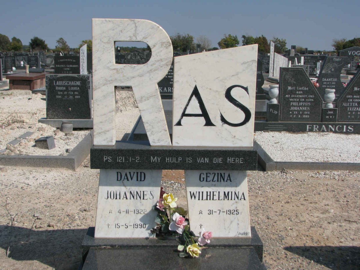 RAS David Johannes 1922-1990 &amp; Gezina Wilhelmina 1925-