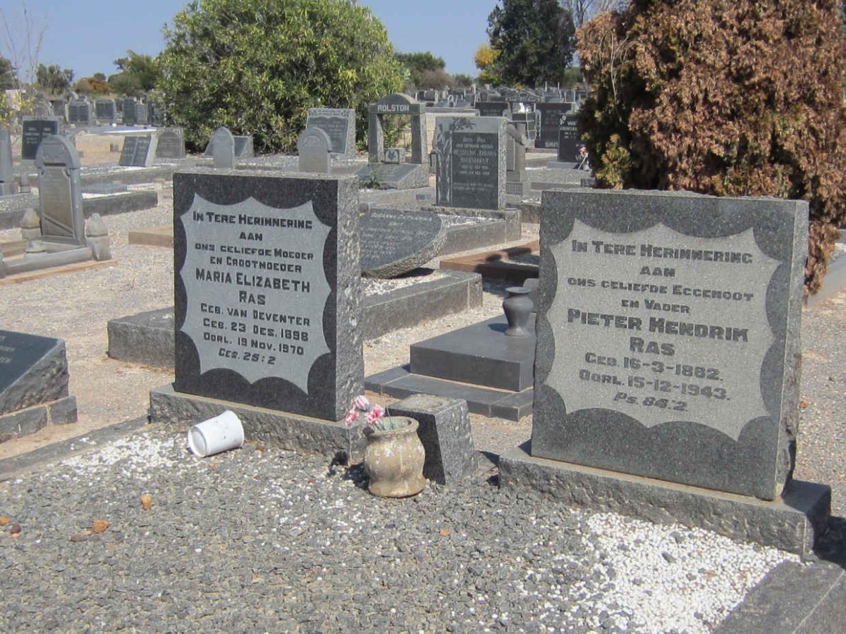 RAS Pieter Hendrik 1882-1943 &amp; Maria Elizabeth VAN DEVENTER 1898-1970