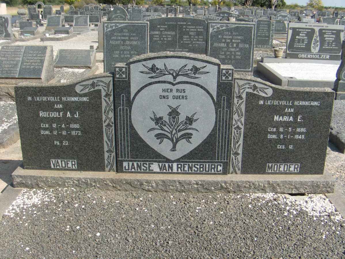 RENSBURG Roedolf A.J., Janse van 1880-1973 &amp; Maria E. 1886-1949