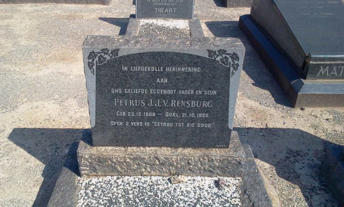 RENSBURG Petrus J., J. van 1908-1955