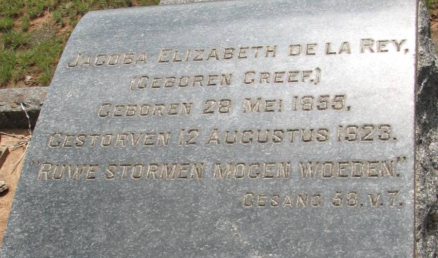 REY Jacoba Elizabeth, de la nee GREEF 1855-1923