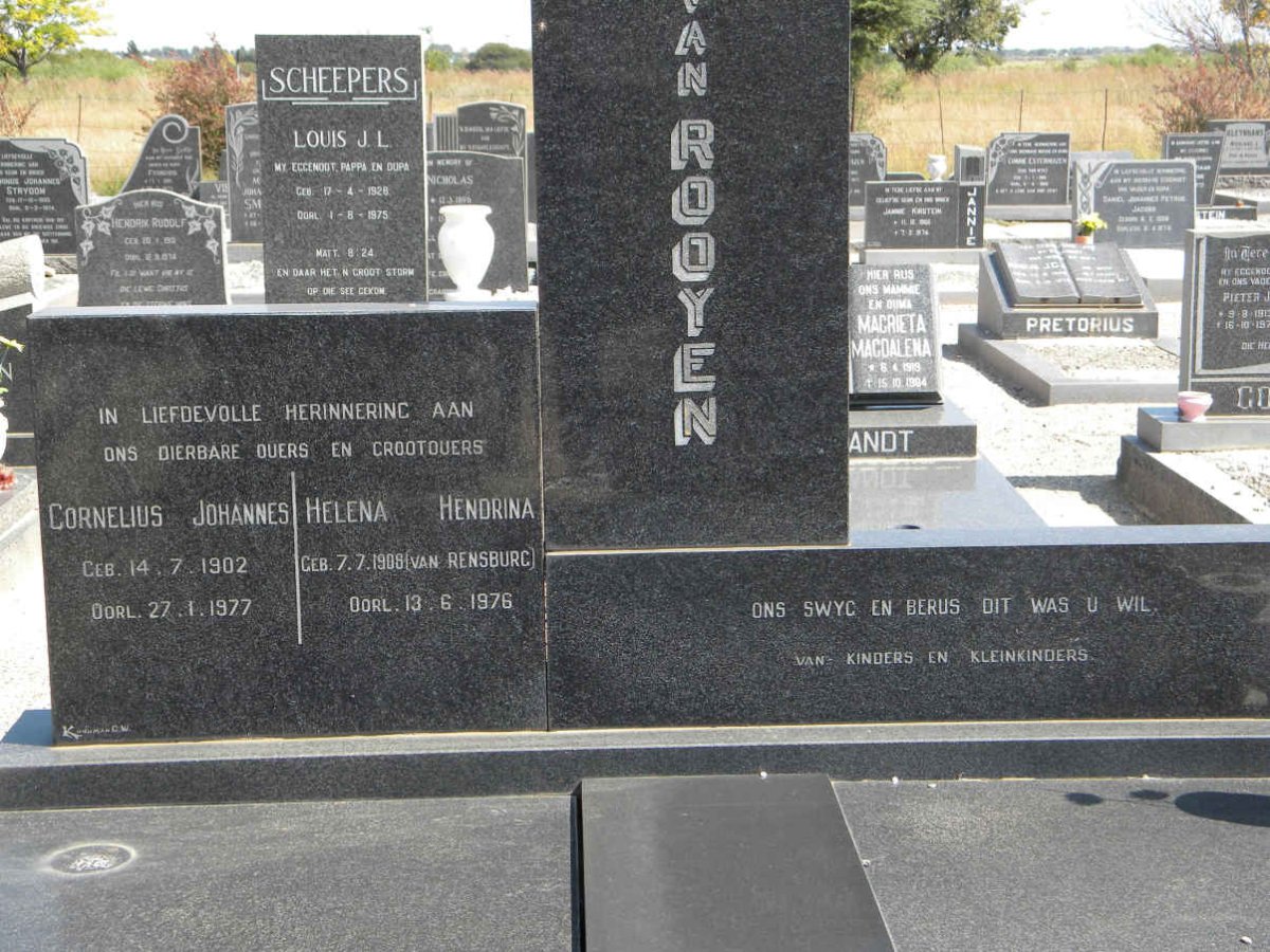ROOYEN Cornelius Johannes, van 1902-1977 &amp; Helena Hendrina VAN RENSBURG 1908-1976