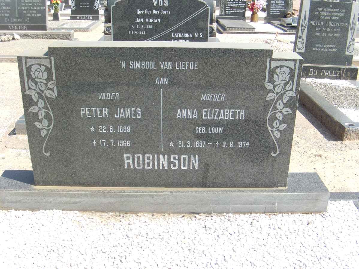 ROBINSON Peter James 1889-1966 &amp; Anna Elizabeth LOUW 1897-1974