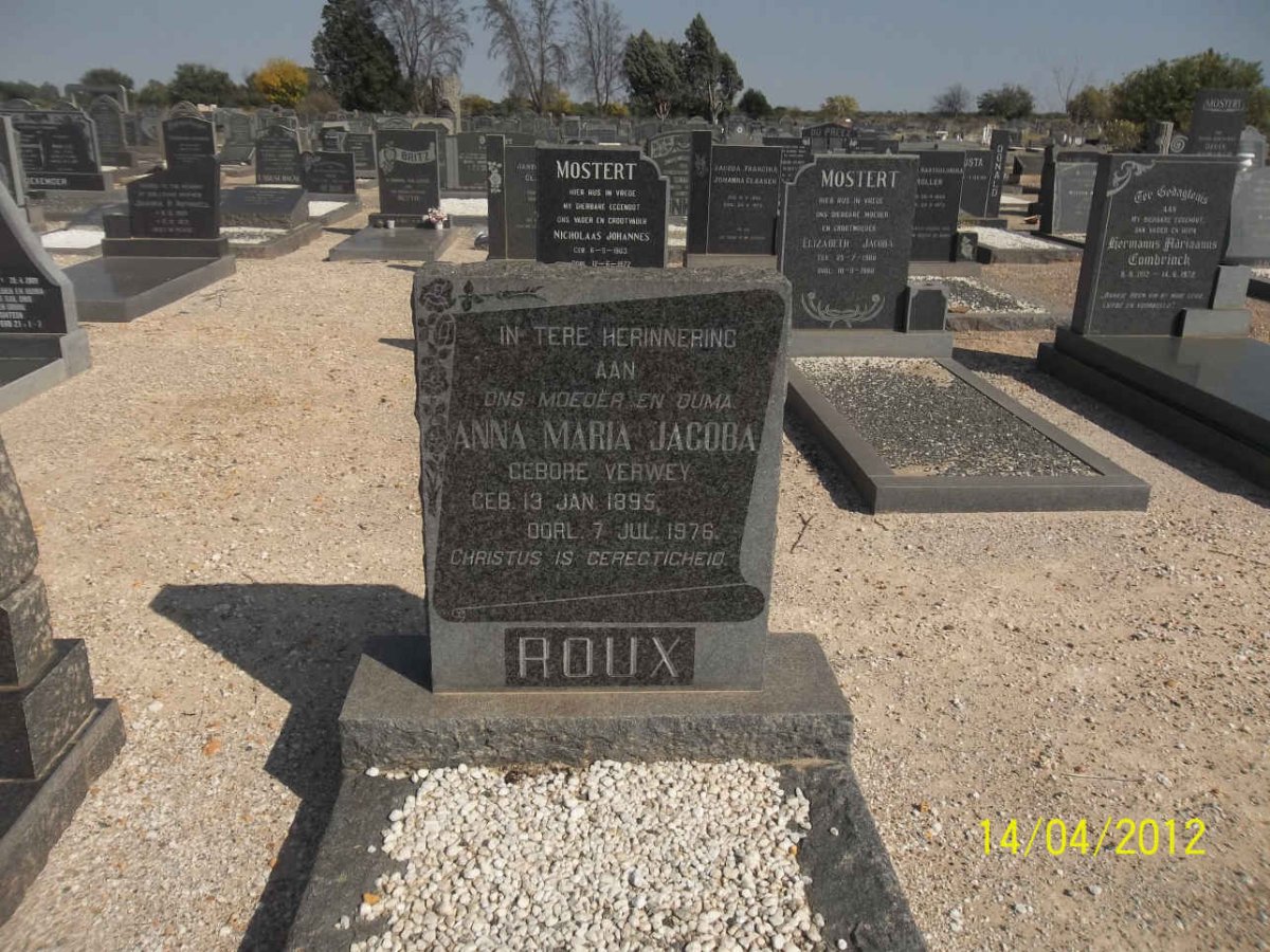 ROUX Anna Maria Jacoba nee VERWEY 1895-1976