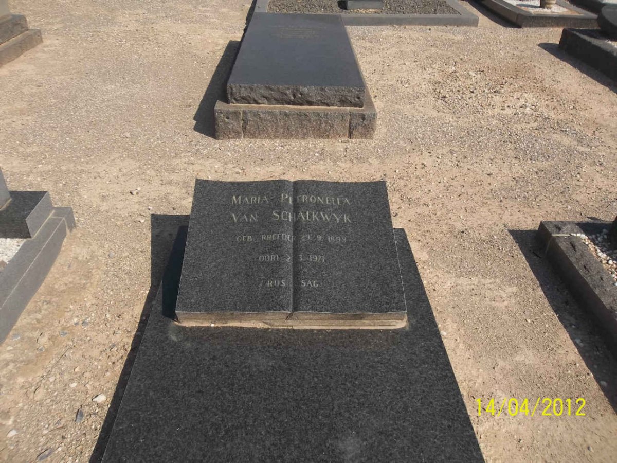 SCHALKWYK Maria Petronella, van nee RHEEDE 1898-1971