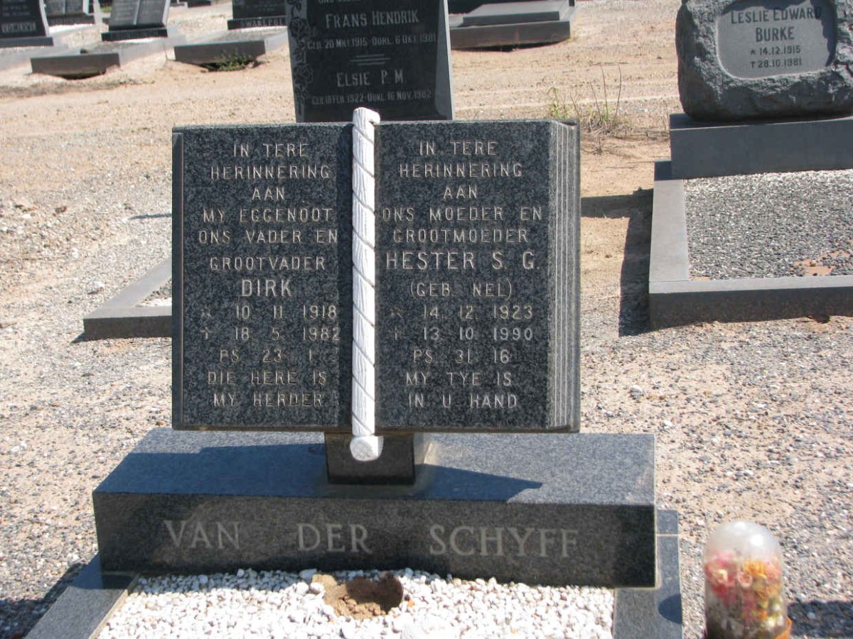 SCHYFF Dirk, van der 1918-1982 &amp; Hester S.G. NEL 1923-1990