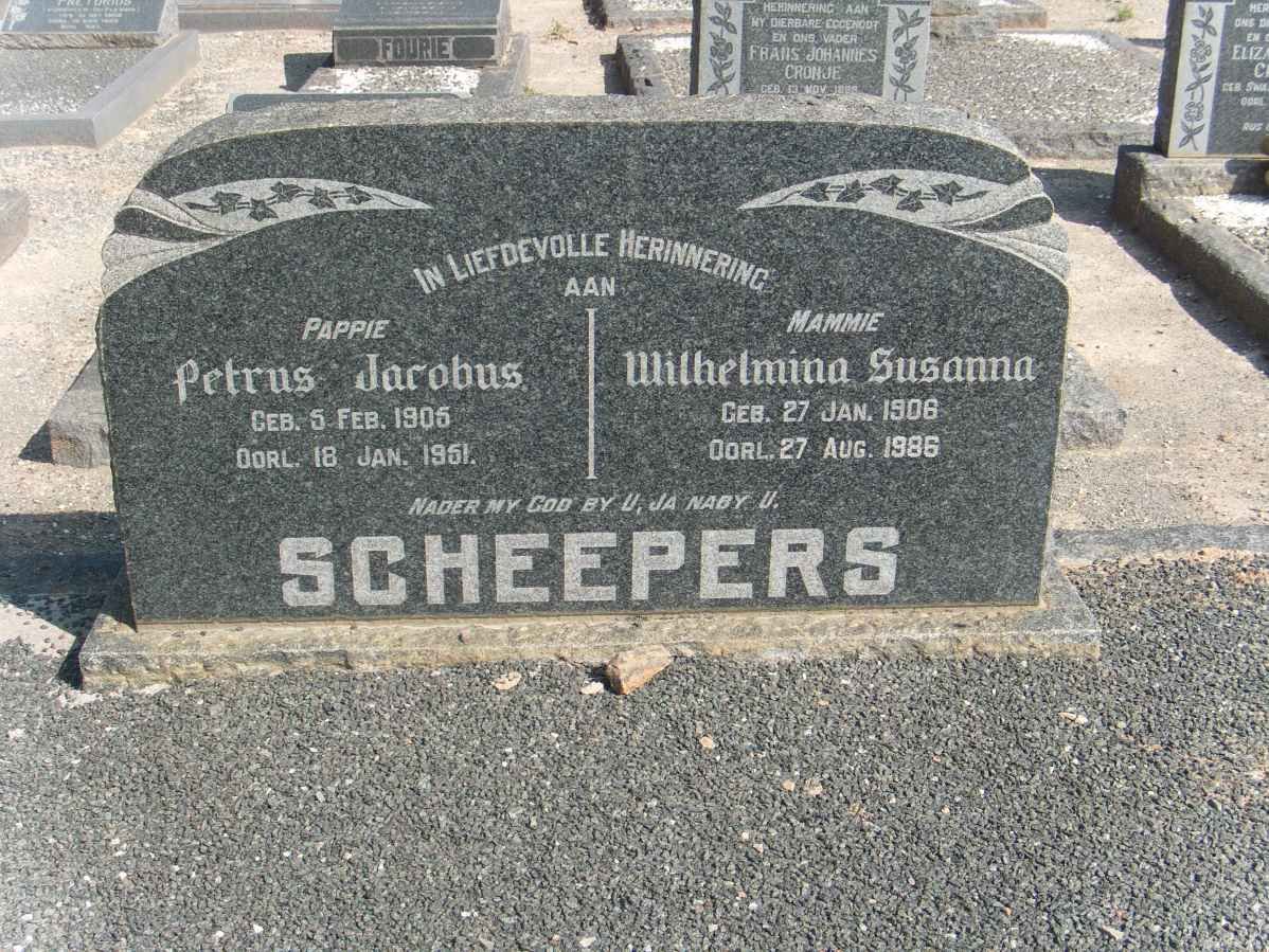 SCHEEPERS Petrus Jacobus 1905-1951 &amp; Wilhelmina Susanna 1906-1986