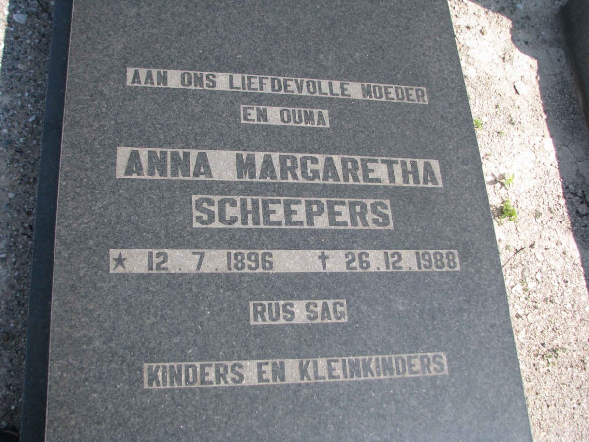 SCHEEPERS Anna Margaretha 1896-1988