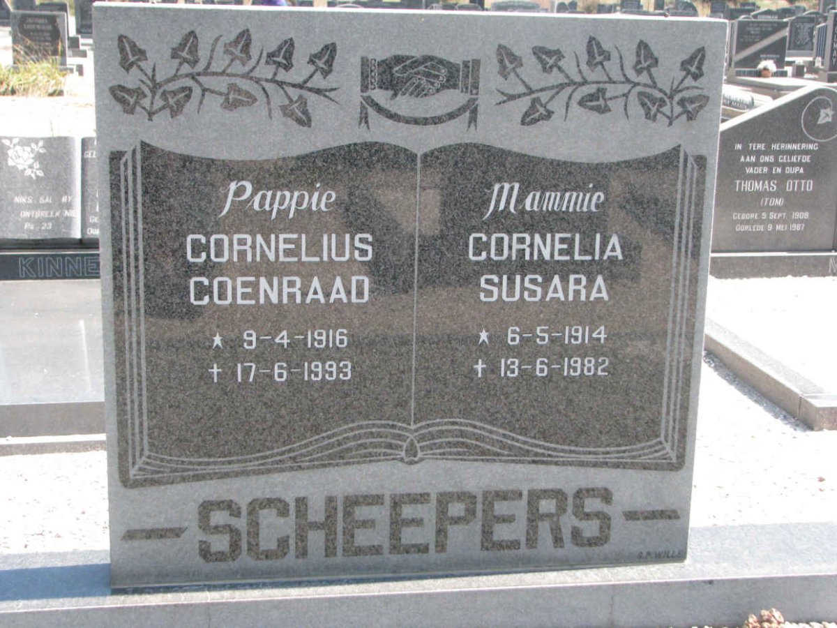 SCHEEPERS Cornelius Coenraad 1916-1993 &amp; Cornelia Susara 1914-1982