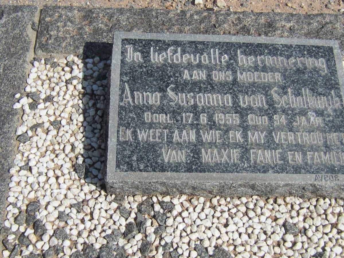 SCHALKWYK Anna Susanna, van -1955