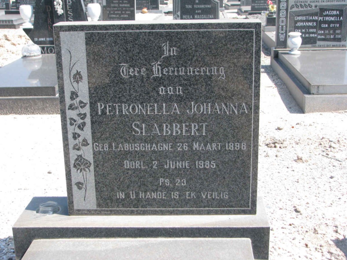 SLABBERT Petronella Johanna nee LABUSCHAGNE 1898-1985