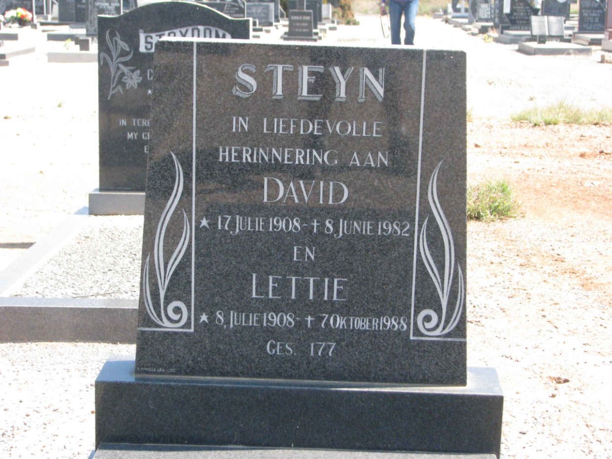 STEYN David 1908-1982 &amp; Lettie 1908-1988
