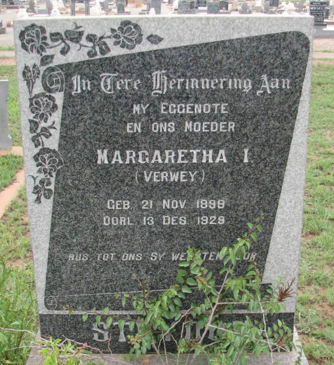 STRYDOM Margaretha I. nee VERWEY 1899-1929