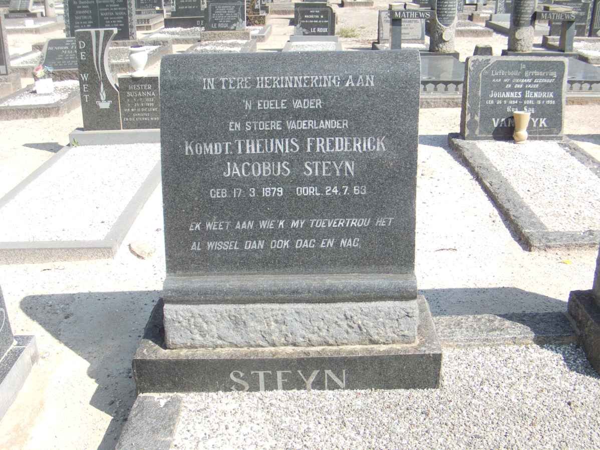 STEYN Theunis Frederick Jacobus 1879-1963