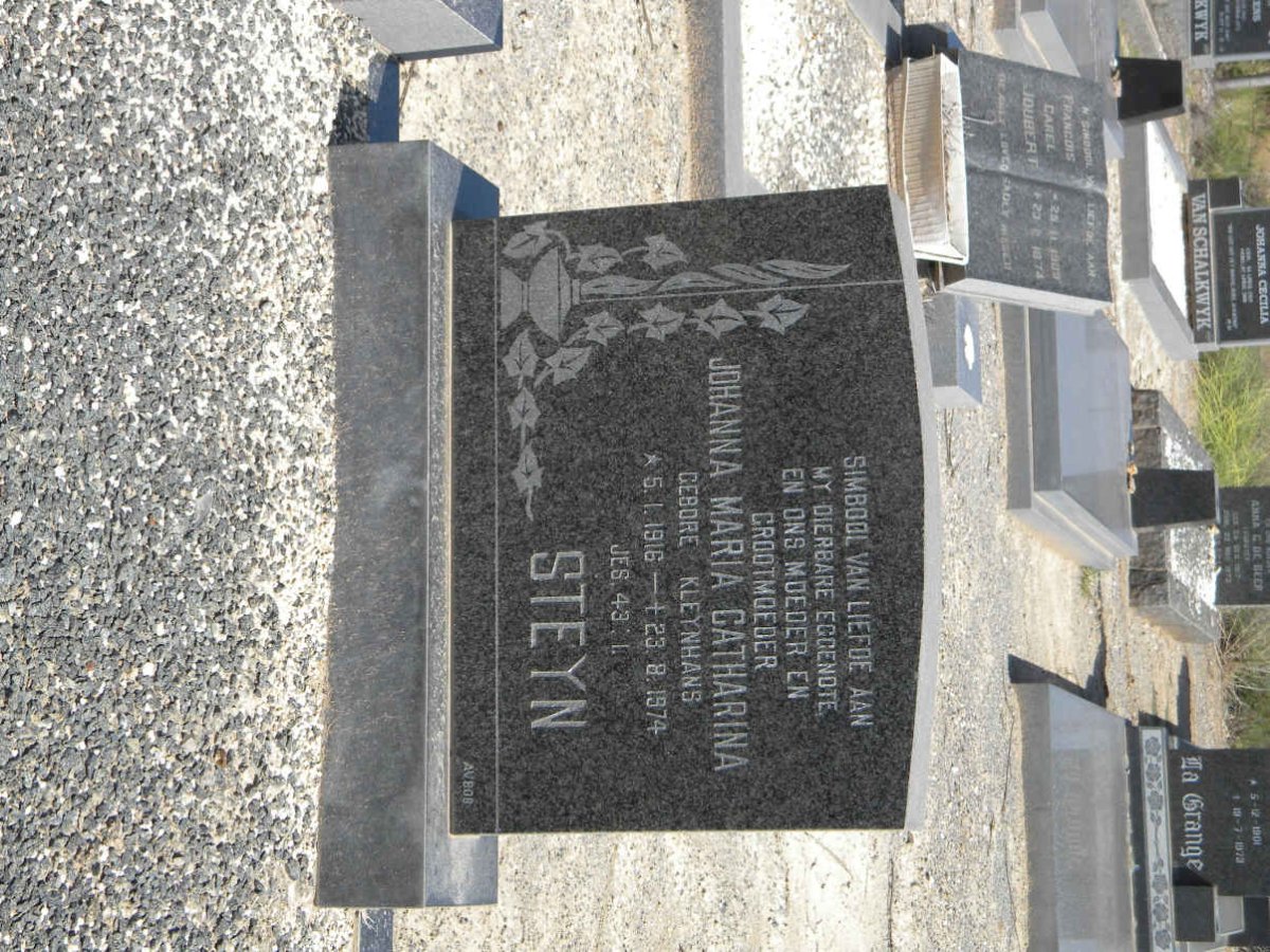 STEYN Johanna Maria Catharina nee KLEYNHANS 1916-1974