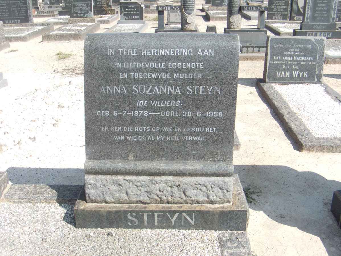 STEYN  Anna Suzanna nee DE VILLIERS 1878-1958