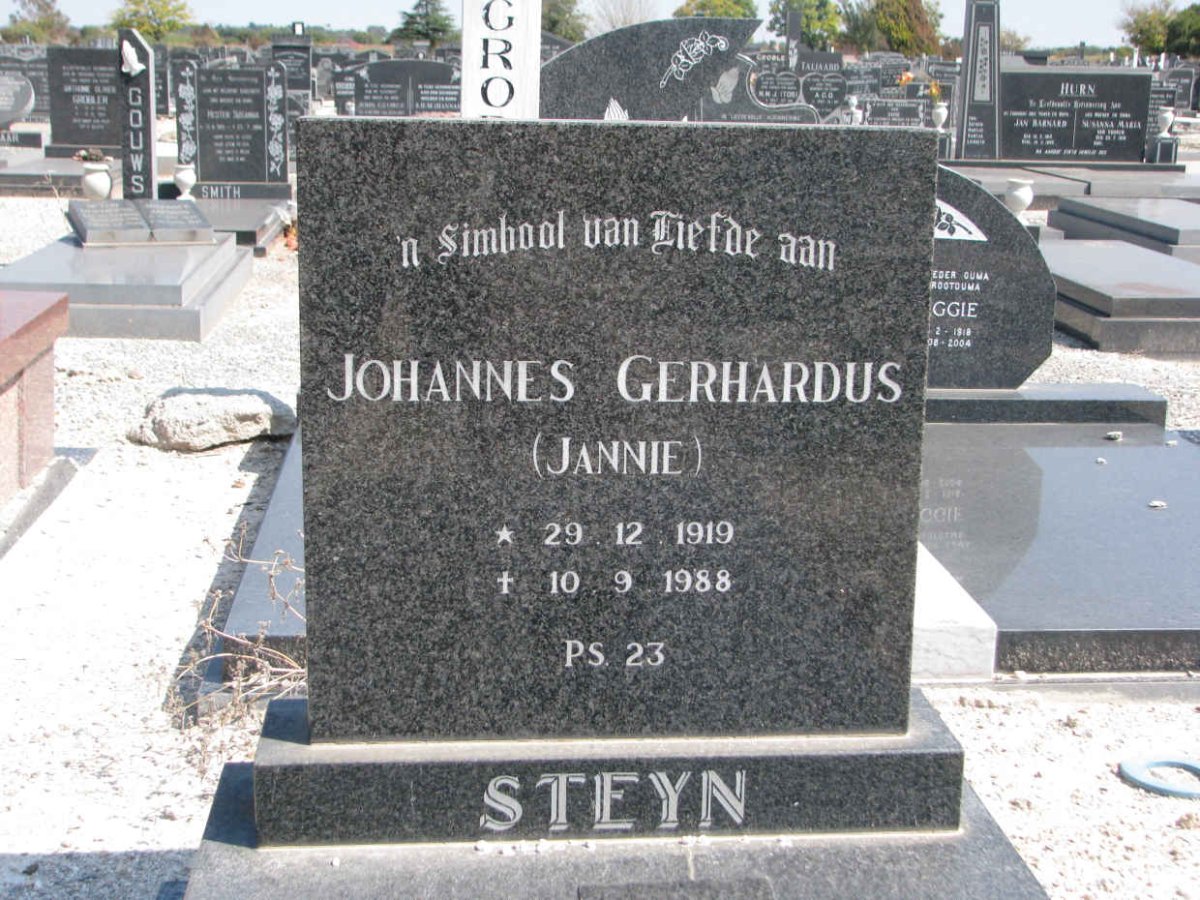 STEYN Johannes Gerhardus 1919-1988