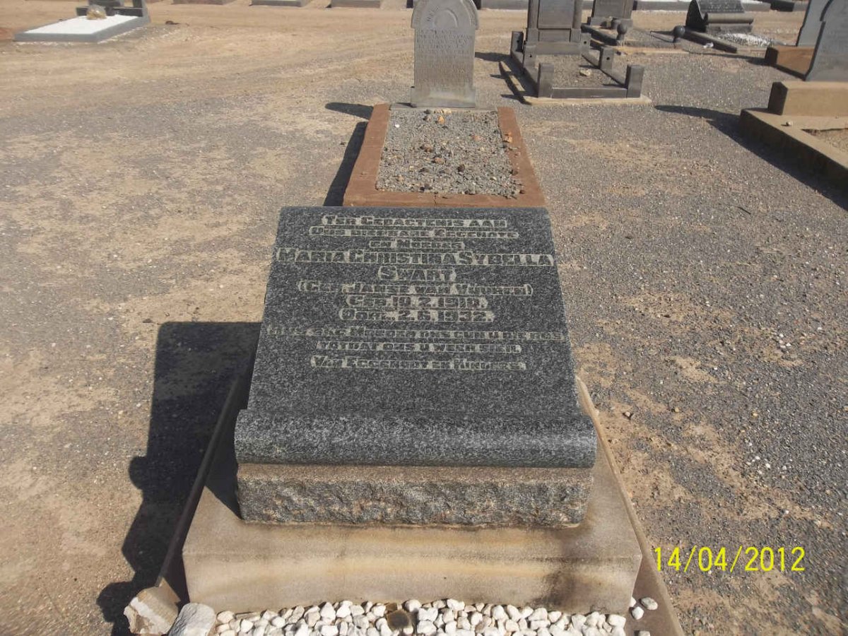 SWART Marie Christina Sybella nee JANSE VAN VUUREN 1910-1932