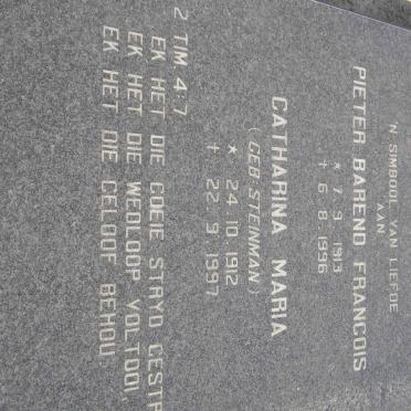 SWART Pieter Barend Francois 1913-1996 &amp; Catharina Maria STEINMAN 1912-1997