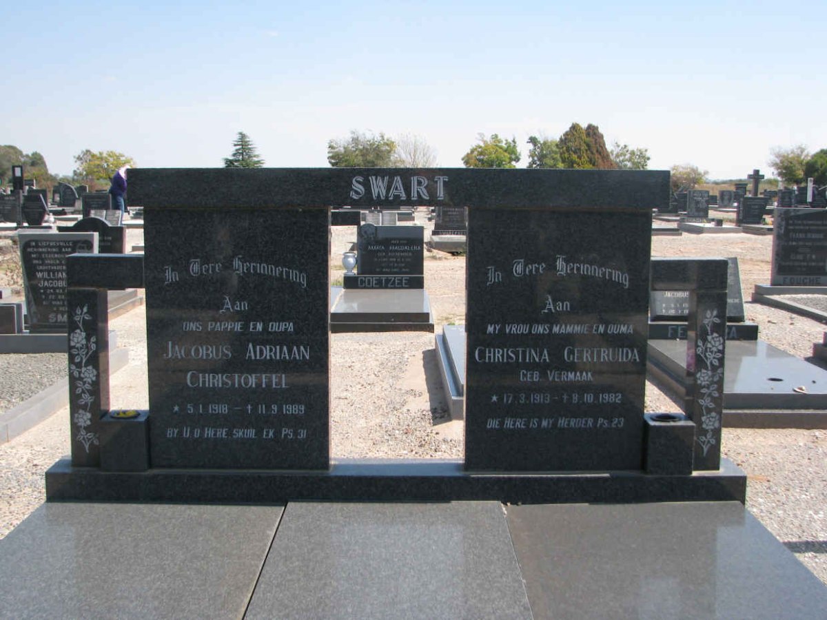 SWART Jacobus Adriaan Christoffel 1918-1989 &amp; Christina Gertruida VERMAAK 1913-1982