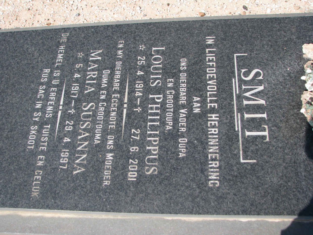 SMIT Louis Philippus 1914-2001 &amp; Maria Susanna 1917-1997