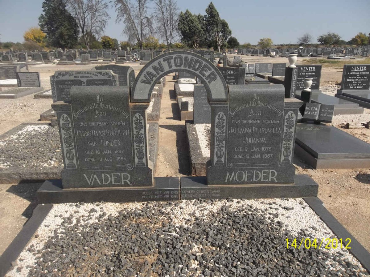 TONDER Christiaan Rudolph, van 1867-1954 &amp; Jacomina Petronella Johanna 1875-1957