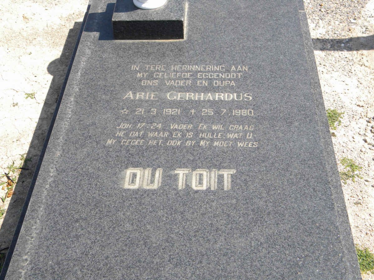 TOIT Arie Gerhardus, du 1921-1980