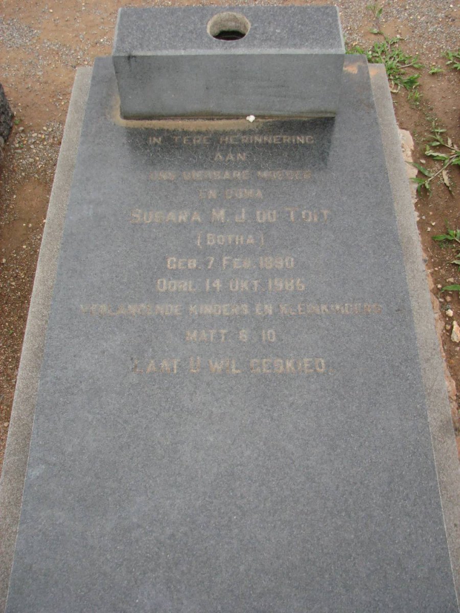 TOIT Izak J. D., du 1892-1972 &amp; Susara M.J. BOTHA 1890-1986