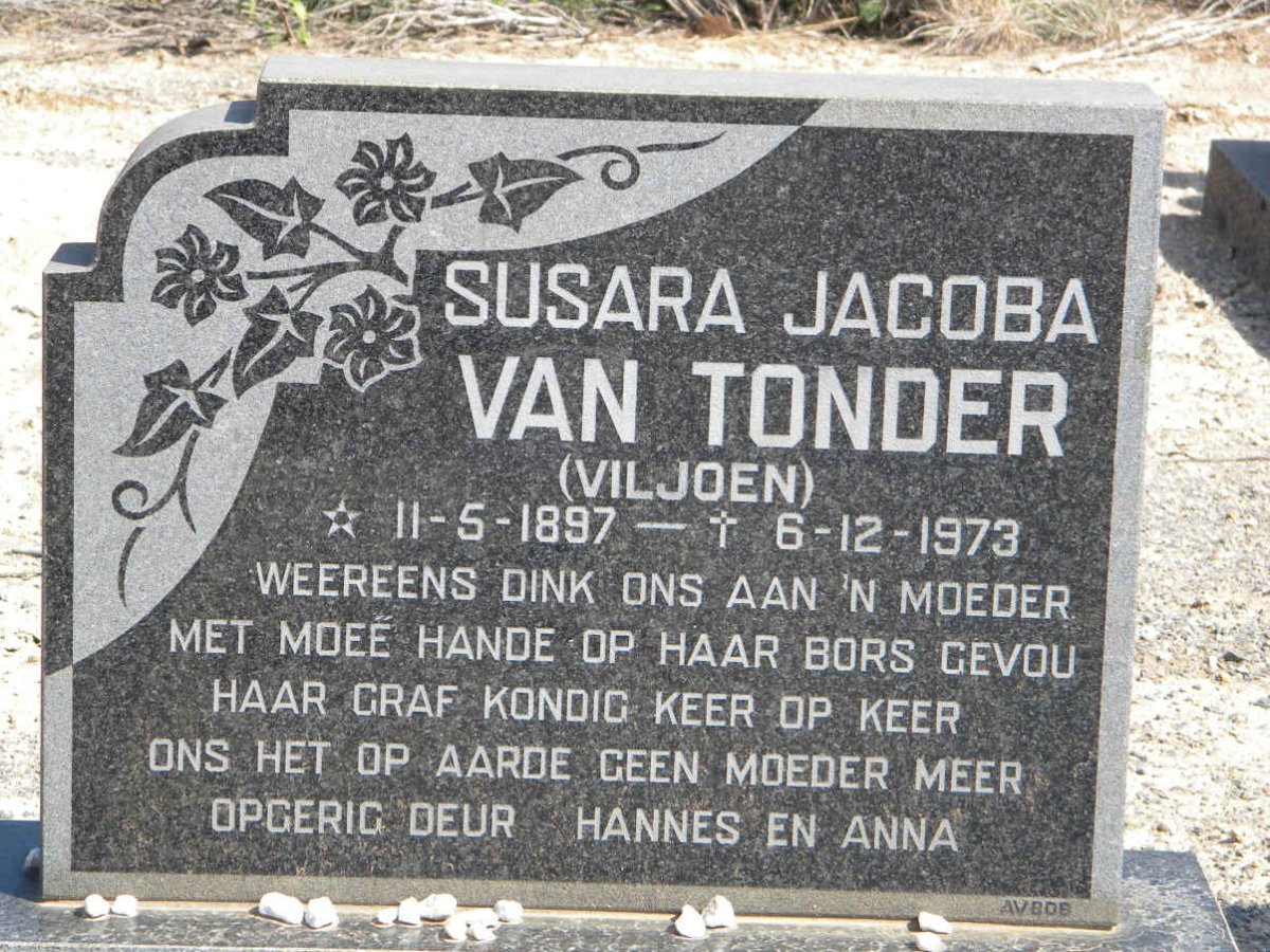 TONDER Susara Jacoba, van nee VILJOEN 1897-1973