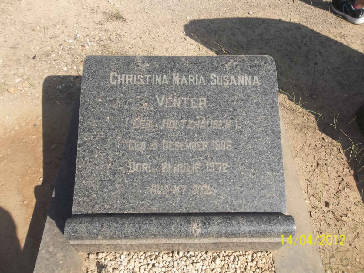 VENTER Christina Maria Susanna nee HOLTZHAUSEN 1906-1972