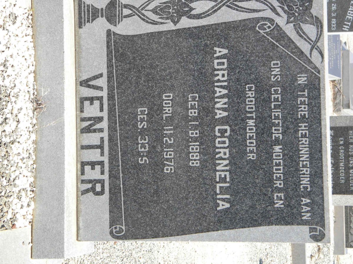 VENTER Adriana Cornelia 1888-1976