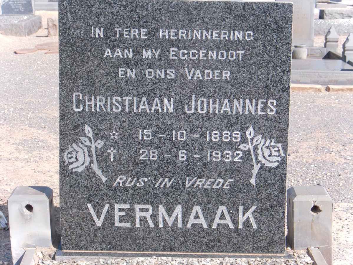 VERMAAK Christiaan Johannes 1889-1932
