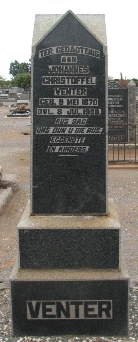 VENTER Johannes Christoffel 1870-1938 &amp; Anna Maria Magdalena COETZEE 1878-1954 :: VENTER Luzija Susanna 1924-1929