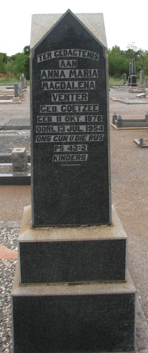 VENTER Johannes Christoffel 1870-1938 &amp; Anna Maria Magdalena COETZEE 1878-1954 :: VENTER Luzija Susanna 1924-1929