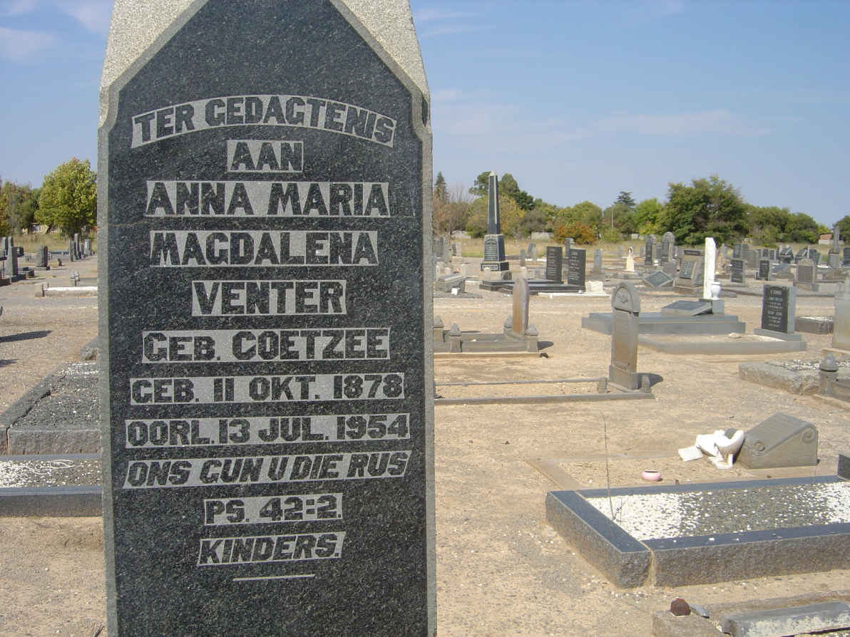 VENTER Anna Maria Magdalena nee COETZEE 1878-1954