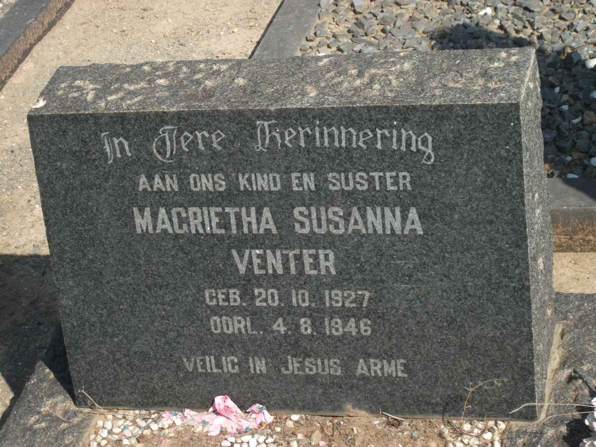 VENTER Magrietha Susanna 1927-1946
