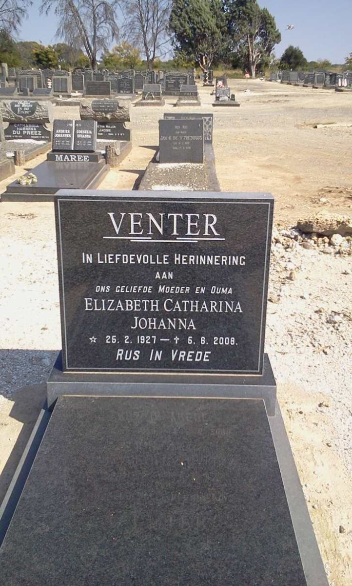 VENTER Elizabeth Catharina Johanna 1927-2008