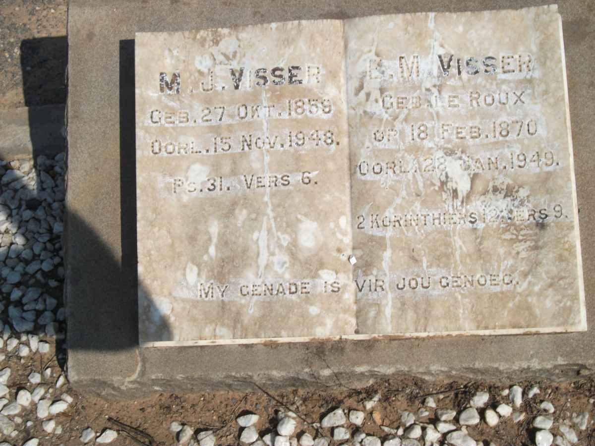 VISSER M.J. 1859-1948 &amp; E.M. LE ROUX 1870-1949