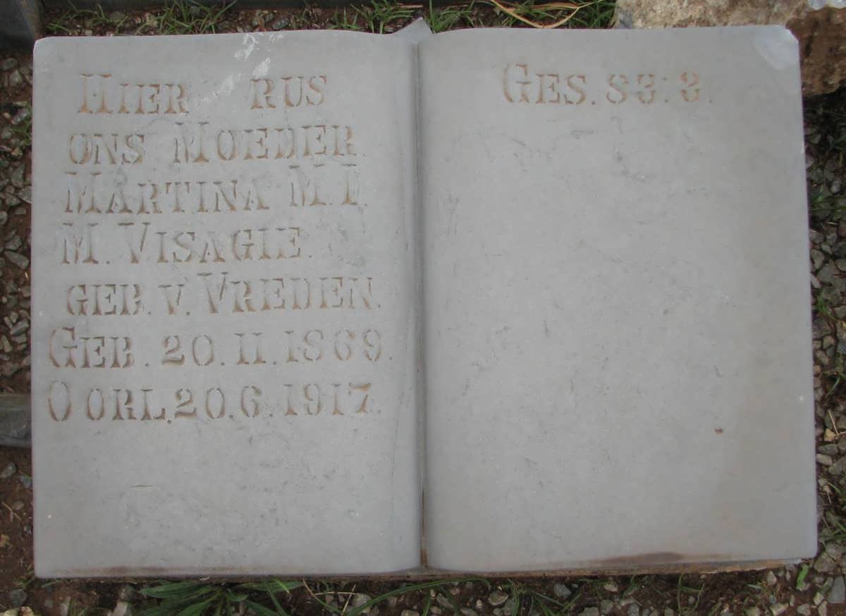 VISAGIE Martina Magritha Isabella Maria nee van VREDEN 1869-1917